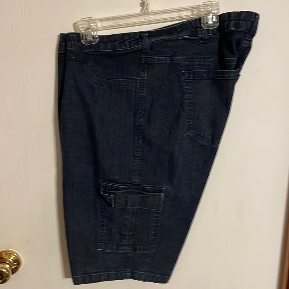 Dark wash denim Bermuda shorts